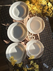 Lancel Paris 5pc Dessert Plate Set Maebata Japan Gold Ribbon Givenchy Dior Style