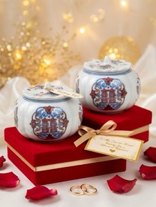 【Mother's Day Gift】Master Wang Bu Porcelain Pumpkin Jars Pair Hand-Painted