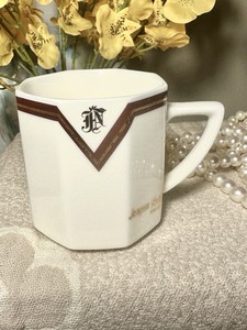 Vintage Jacques Noel France Coffee Cup Octagonal Shaddy Japan Red Gold Gilded