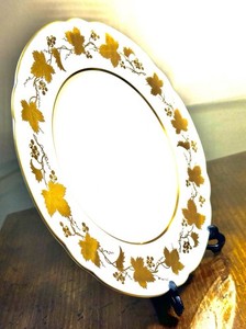 RARE Vintage Magna Sango China Plate Japan Gold Leaf Grapes 10.5" Dinner Plate