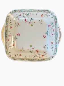 RARE Vintage Noritake Hana Sarasa Bone China Twin Handled Tray Japan Gold Trim