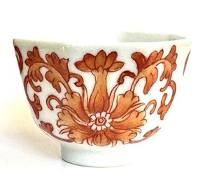 Antique Chinese Octagonal Cup Bat Shou Motif Red Seal Mark 19th C. Late Qing