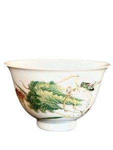 Jingdezhen Raised Enamel Bowl - Tactile Rice, Lucky Cabbage, Yongzheng Mark