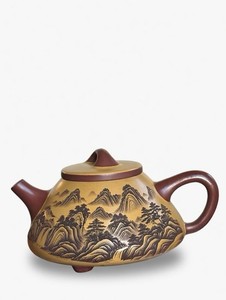 Vintage Yixing Zisha Teapot Dual Tone Dragon Blood & Duan Ni Clay Ziye Shipiao